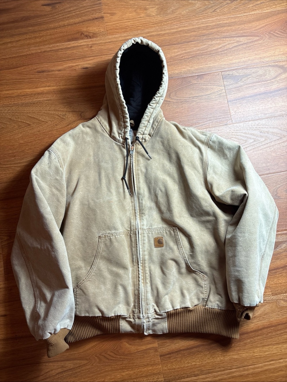 Carhartt Tan Hooded Duck Canvas Bomber Jacket